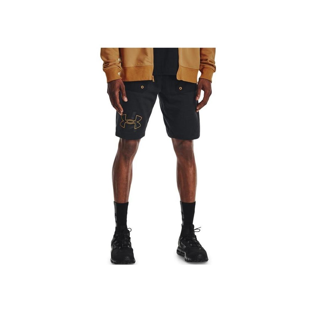 Under Armour Logo Print Drawstring Elastic Waist Straight Leg Shorts Men Shorts Black 1366408-001