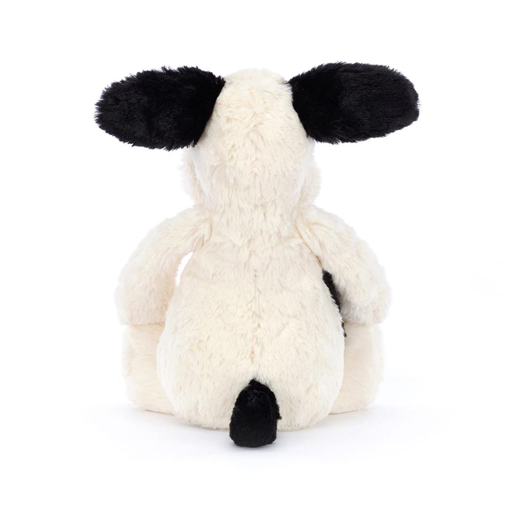 Плюшевая собака Jellycat Bashful Puppy, средняя, сидячая, черная с кремовым, 20 см, и