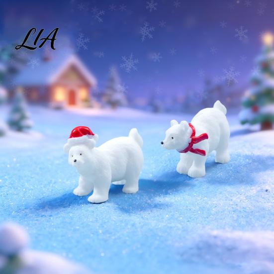 Seasonal Home Ornament Miniature Polar Bear Figurines, Durable Synthetic Resin Animal Mini Sculptures Ornaments, Decorative Accents for Fairy