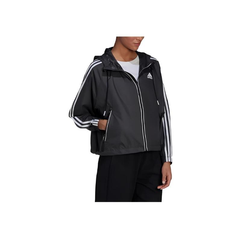 adidas Женская черная ветровка с капюшоном и тремя полосками серии BSC H55345
