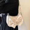 Pearl Chain Shoulder Bag with Bowknot for Women Small Axillary Bag Versatile Luxurious Texture Sweet Summer Fashion
