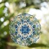 10 Inch Blue White Floral Metal Wind Spinner with 360 Swivel Hook for Garden Balcony Patio Outdoor Decor Spring Summer