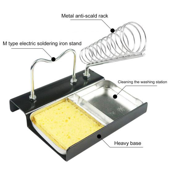 D-образная пружинная конструкция с двойной губкой и канавками, подставка для паяльника, портативная квадратная подставка для электрического паяльника, обслуживание монтажной платы