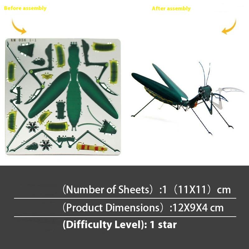 1 Set Jigsaw Puzzle Toys Insect Series Diy Mini Assembling 3D Metal Puzzle Color Dragonfly Model For Kids 14+ Adult Gift