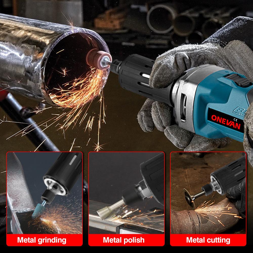 ONEVAN 2000W Brushless Electric Die Grinder 35000RPM 6mm Cordless 4 Gears Variable Grinding Rotary Tools For Makita 18v Battery