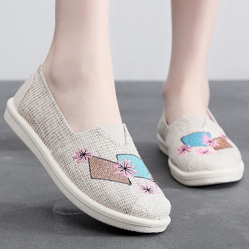 Lazy People Pedal Women's Canvas Shoes Breathable and Lightweight New Old Beijing Cloth Shoes Women's Shoes Single Shoes