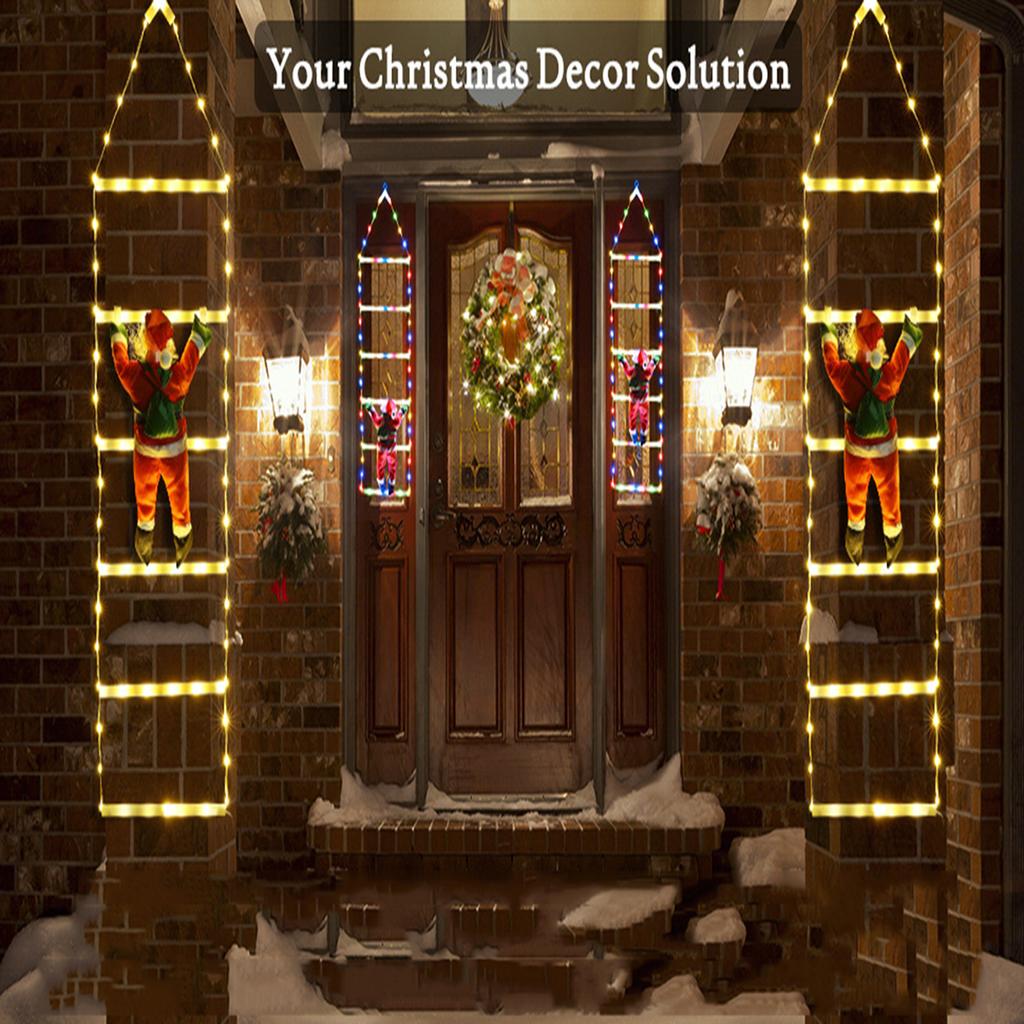 Светодиодная лента-лестница с карабкающимся Санта-Клаусом, 8 режимов, USB, рождественское украшение для дома, окна и елки