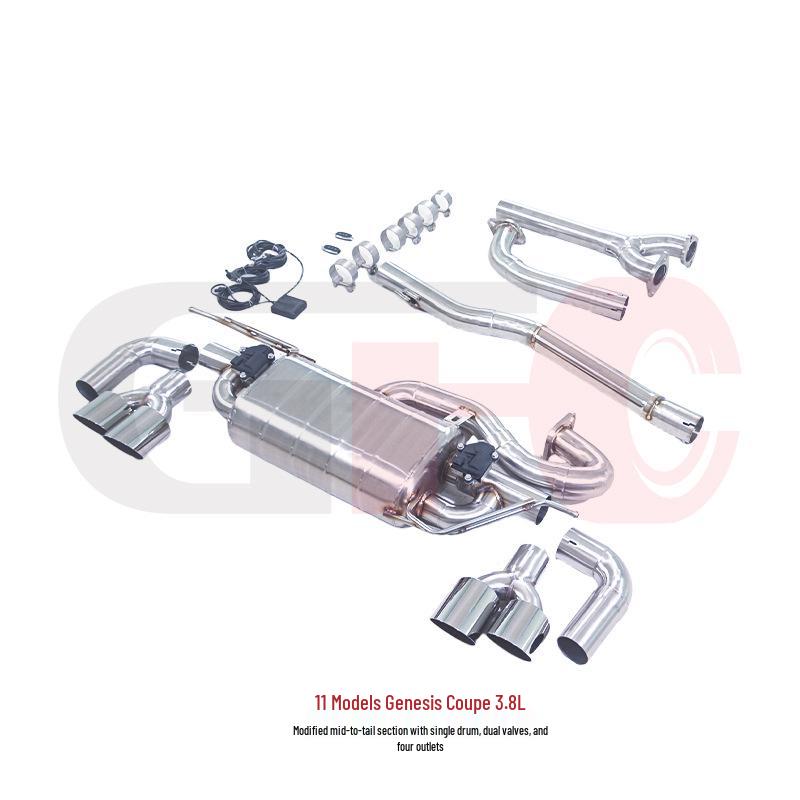 11th Gen Genesis Coupe 3.8L Performance Exhaust: Single Muffler, Dual Valve, Quad Pipe Upgrade