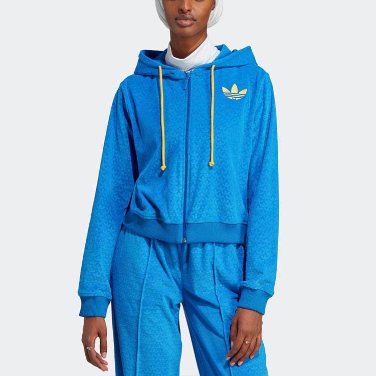 adidas Толстовка на молнии с логотипом Originals и кулиской, женские топы синего цвета IB2046