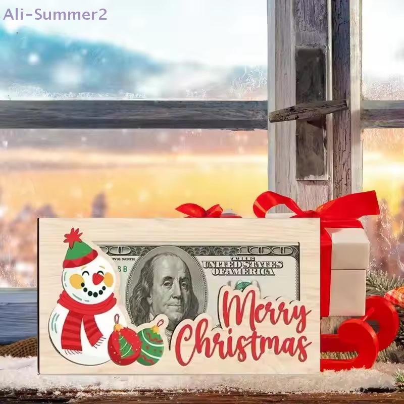 {Summer2}{MX} Wooden Christmas Card Money Holder Merry Christmas Snowman Money Envelope Wood Greeting Card Gift For Kids