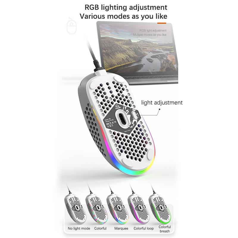 Проводная мышь RGB Light Honeycomb Gaming Mouse Usb Настольные ПК Компьютеры Aouse
