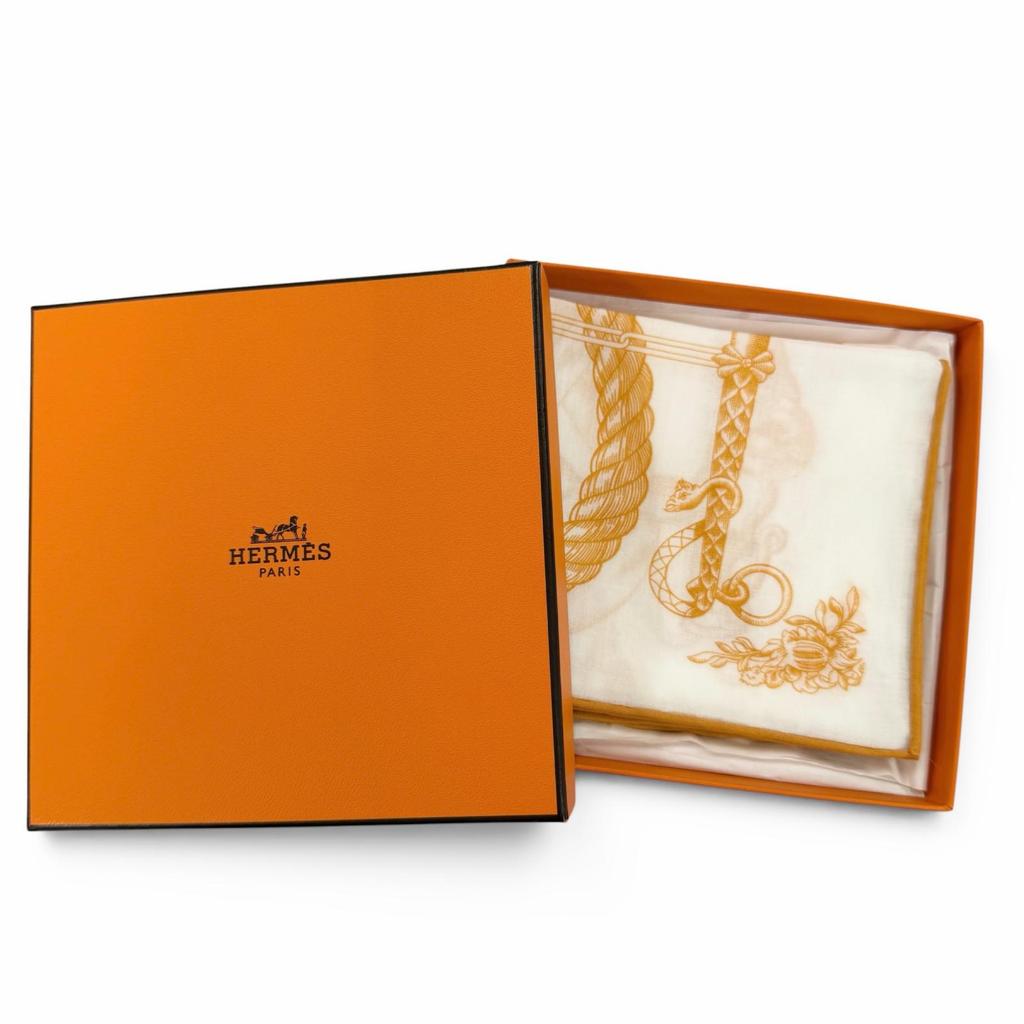 Excellent HERMES scarf Della Cavalleria Orange cotton Women Used