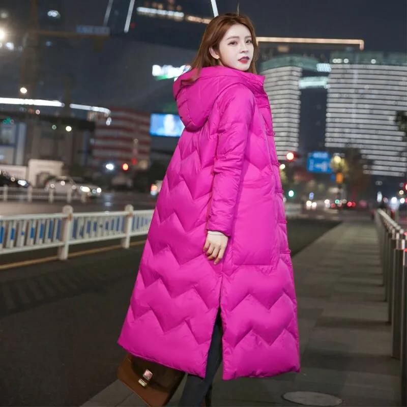 Длинный пуховик в стиле ретро с литературным принтом, хлопковая куртка с капюшоном, удлиненная толстая свободная ветровка с разрезами