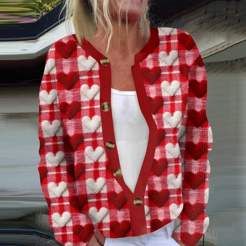 Женская мода с длинным рукавом ко Дню святого Валентина, кардиган, свитер ко Дню святого Валентина
