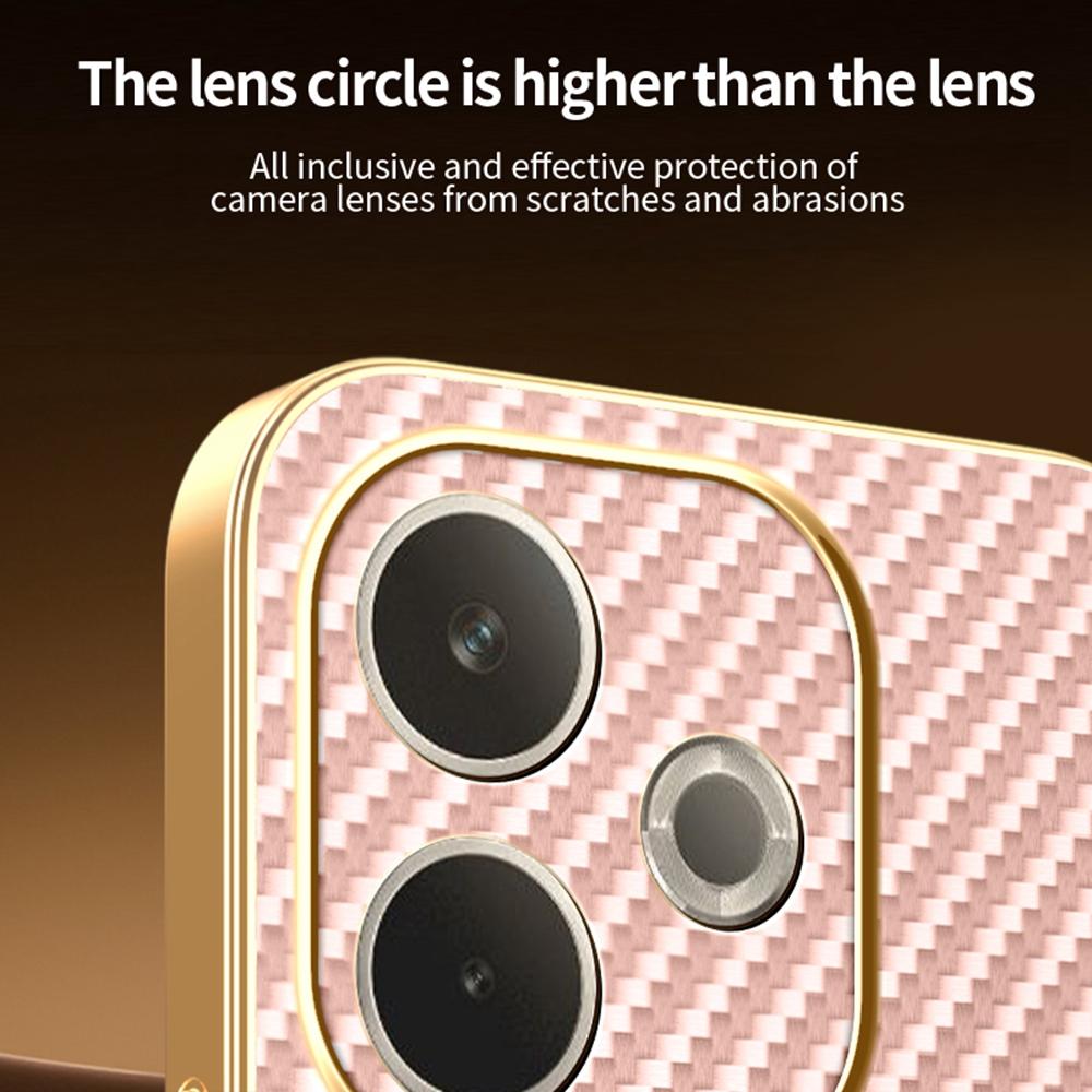 Для Oppo A5 Pro 4G (Глобальный)/5G (Глобальный) Чехол для телефона Текстурированный под углеволокно Гальванизированная задняя крышка из ТПУ