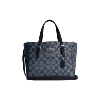 Mollie Classic Monogram Сумка-тоут на молнии из покрытого холста и кожи Женская сумка-тоут Серебристый Темно-синий C4250-SVN2V