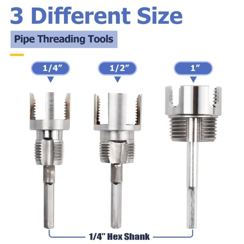 652F Электродрель Совместимый Резьбонарезчик для ПВХ Труб Инструмент для Нарезания Резьбы на ПВХ для Электродрели, 3/4" Резьбонарезчик для Пластиковых Труб