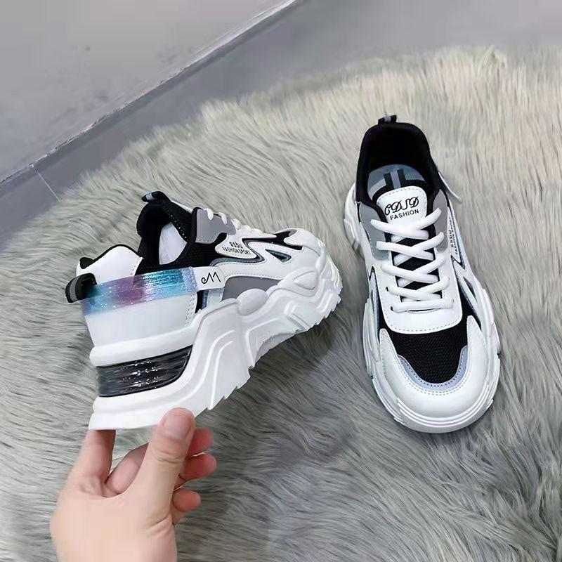 Женские кроссовки на толстой подошве, кроссовки «папины», весна-осень, маленькие сетчатые туфли, студенческие, корейская версия, универсальные, дышащие спортивные туфли, повседневные туфли