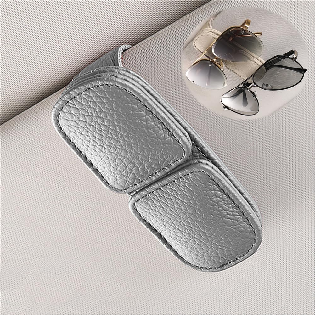 Зажим для автомобильных очков Raksonic Кожаный зажим для очков Зажим для солнцезащитных очков Двусторонний зажим для очков Автомобильный солнцезащитный козырек Зажим для очков Кожаный материал для хранения в автомобиле