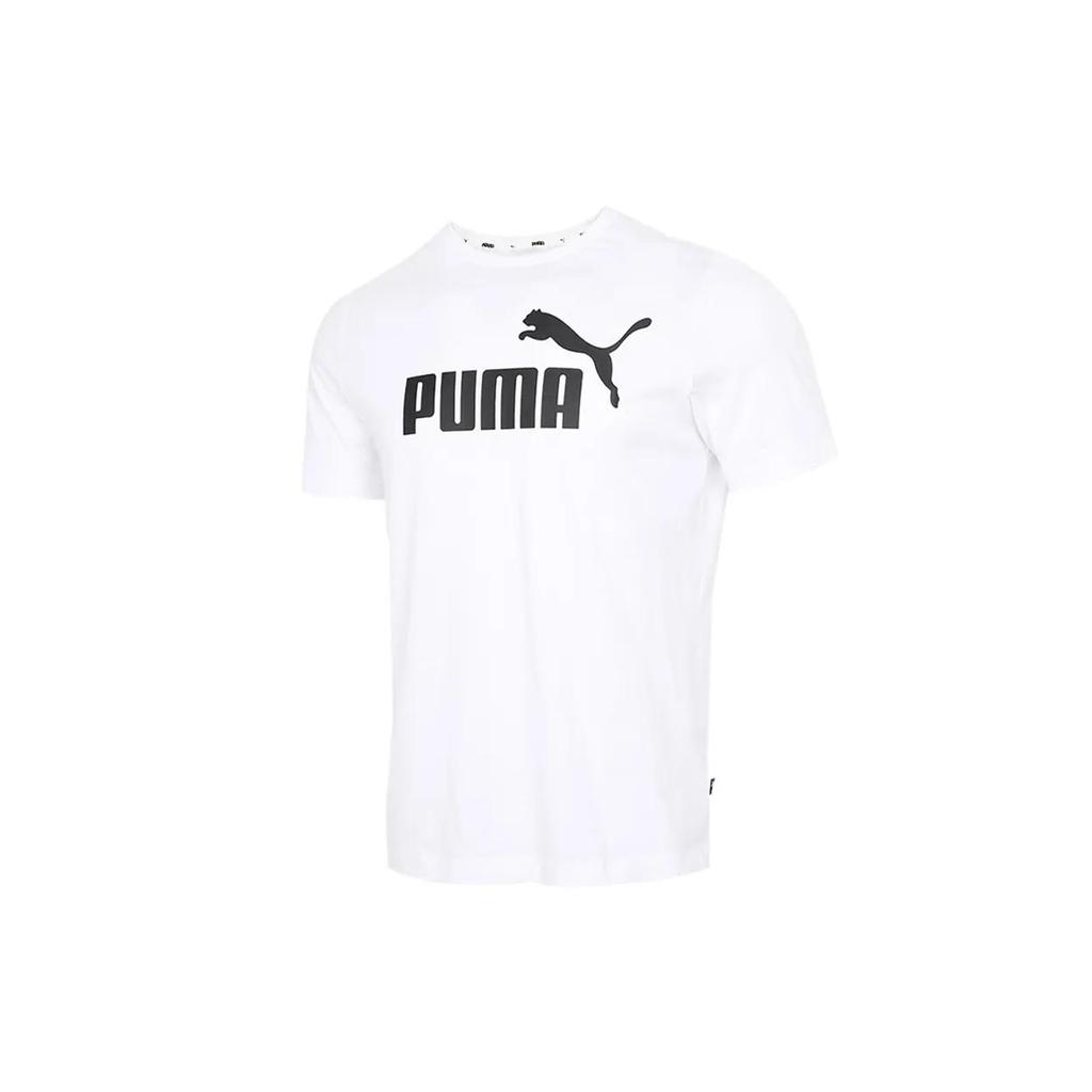 PUMA ESS T Shirts Men's White Crew Neck Moderate Straight Fit (Unisex) T-Shirts 845575 02