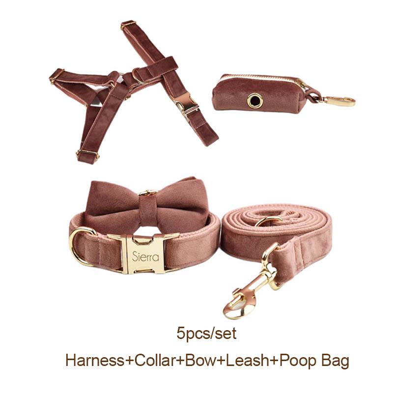 Розовый ошейник и поводок из мяса для собак, набор для собак, именная табличка с гравировкой, зоотовары, поводок для собак, Velvet22