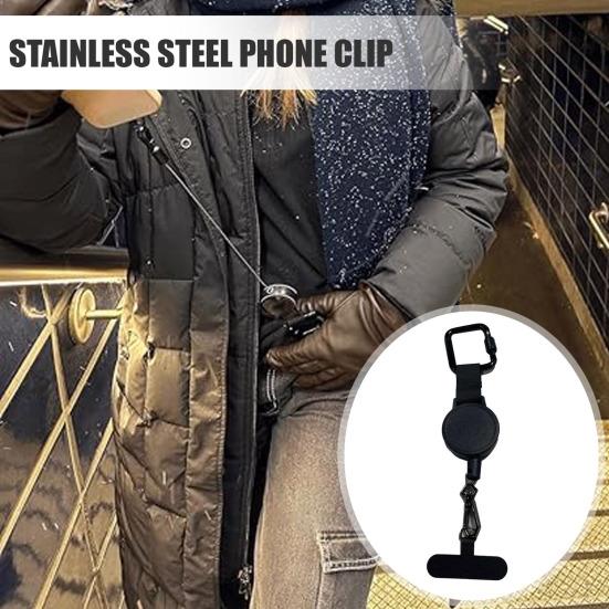 Выдвижной страховочный шнурок для телефона Yousheng с зажимом для ремня, стальной трос 60 см, зажим для телефона для защиты от кражи и использования без рук, универсальный для приключений на открытом воздухе