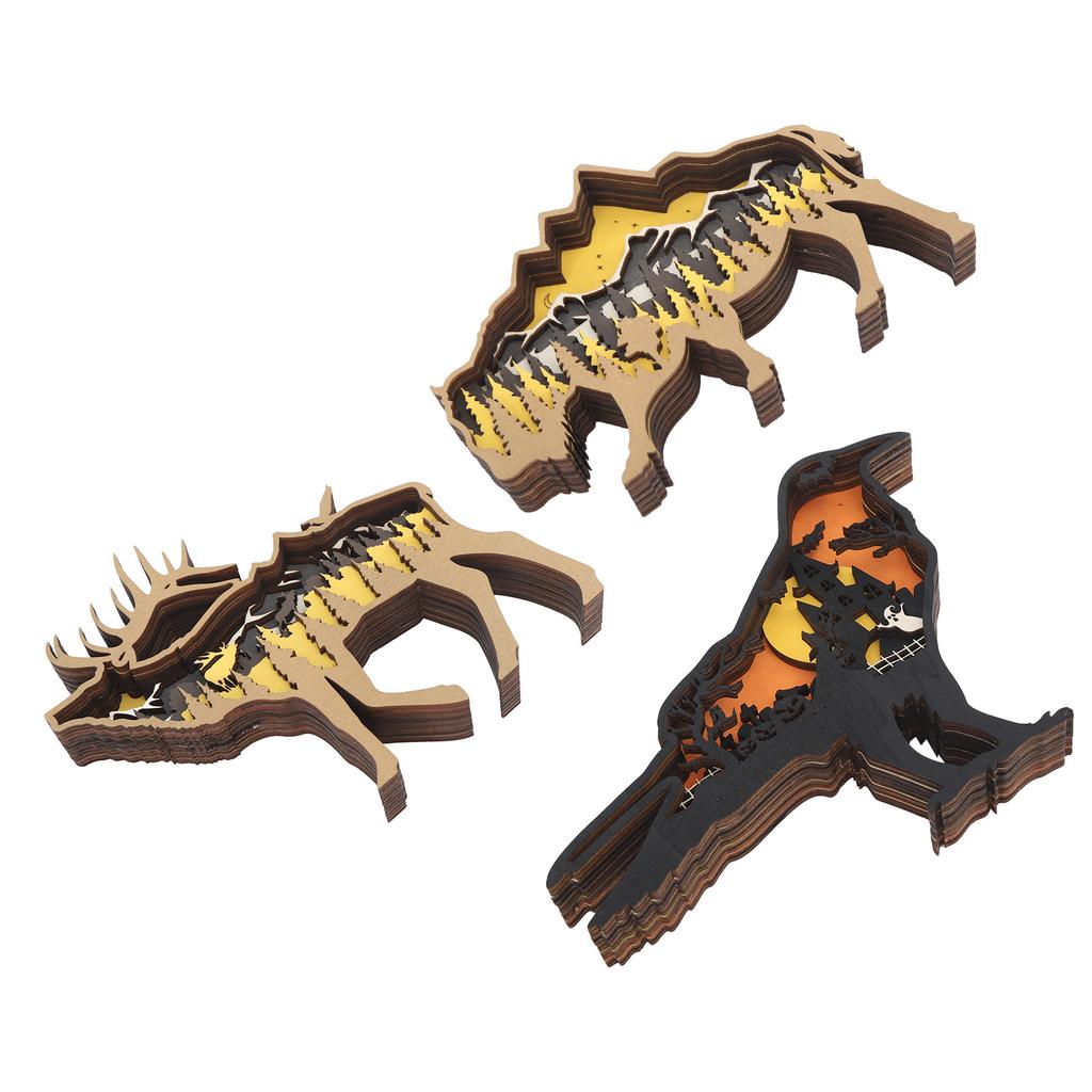 3D Woodcarving Ornament Boxwood Multilayer Handicraft Hollow Animal Desktop Decoration for Halloween