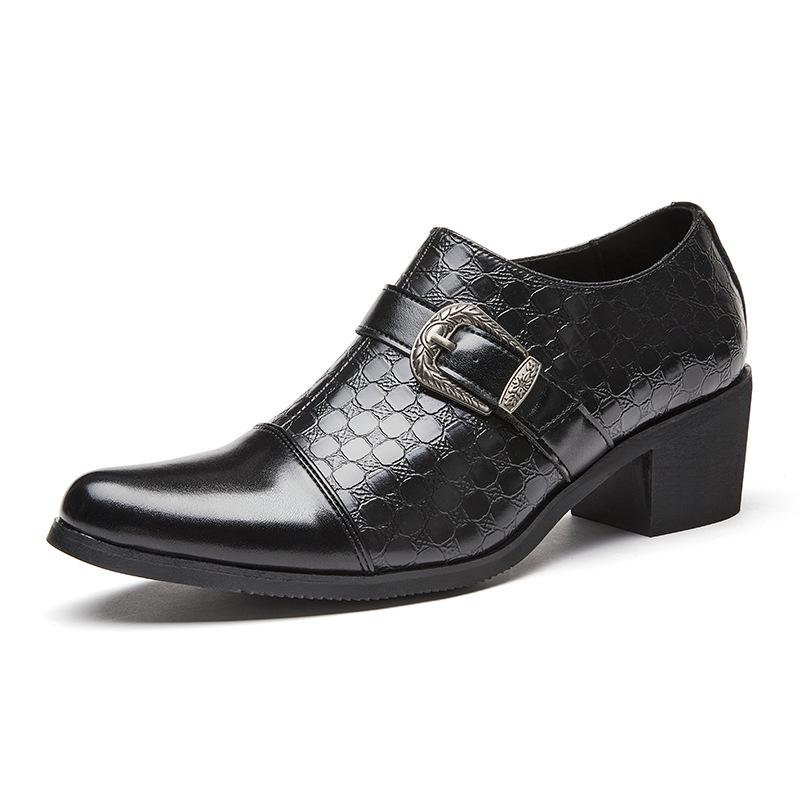 Мужские туфли-лоферы из искусственной змеиной кожи, Cuban Leather Shoes, большого размера, в ретро-стиле, с пряжкой, на высоком каблуке - Мода Весна/Осень.