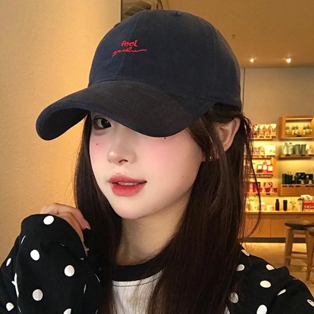 Embroidery Letter Rugged Baseball Cap Solid Color Duck Tongue Cap Fashion Sun Hat  for Women