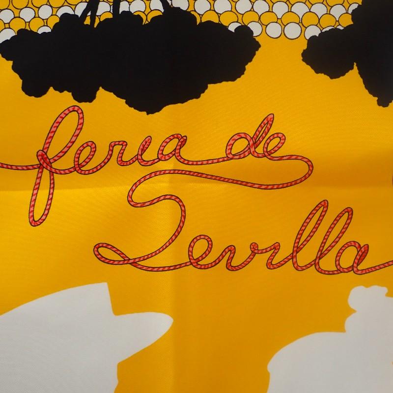 HERMES   шарф черный/желтый шелк Женский