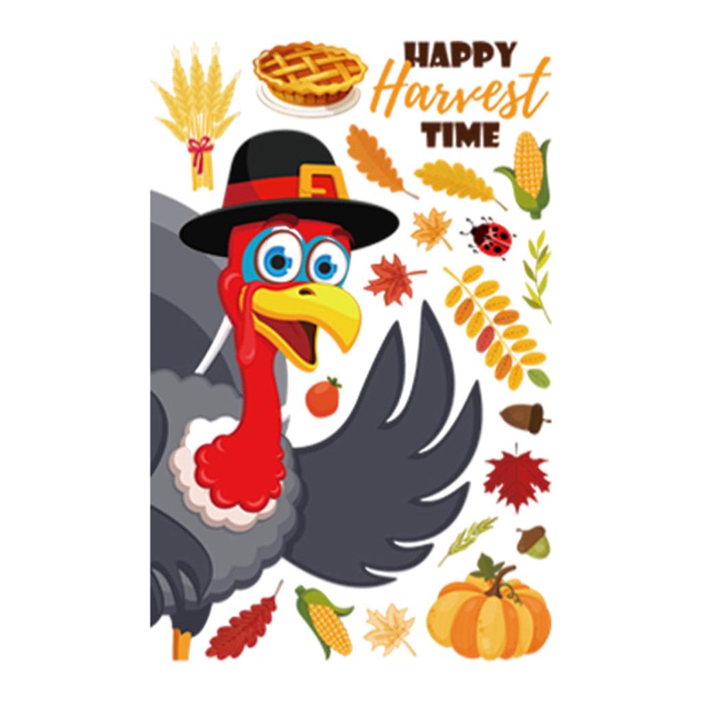 Наклейки на окно на День Благодарения, осенние листья, наклейки на окна, украшения, желуди Турции, сова, белка, клен, осеннее окно, цепляться