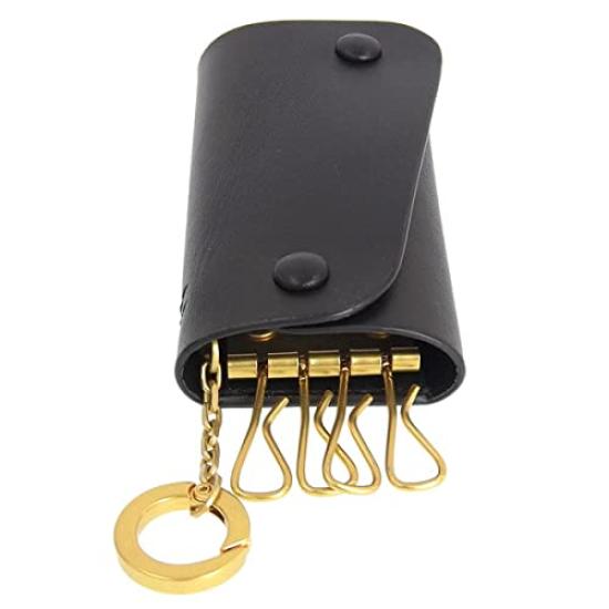 Key Case Key Ring Brand Leather Genuine Leather 4 Rows SKH087 PV0011 Unisex [Ilbizonte] Men's Women's (NERO/Black) [Item]