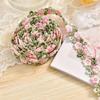 1Yard Pink Trim Crafts Flowers Embroidered Lace For Party Dress Decoration Collars Sewing