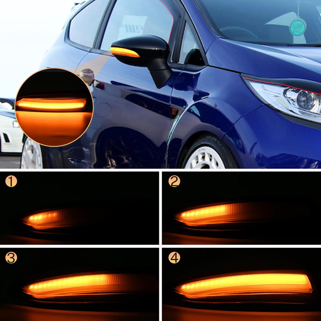LED Smoked Amber Sequential Turn Signal Light Blinker Side Mirror Indicator For Ford Fiesta MK7 B-Max 2008-2017 Ford Accessories
