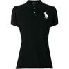 Polo однотонный вышитый логотип прямого кроя с коротким рукавом рубашка поло женские топы черный 211505656-001