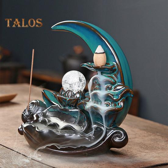 Лунная курильница, керамическая курильница с водопадом, хорошо продуманный держатель для благовоний, украшение для ароматерапии, дом