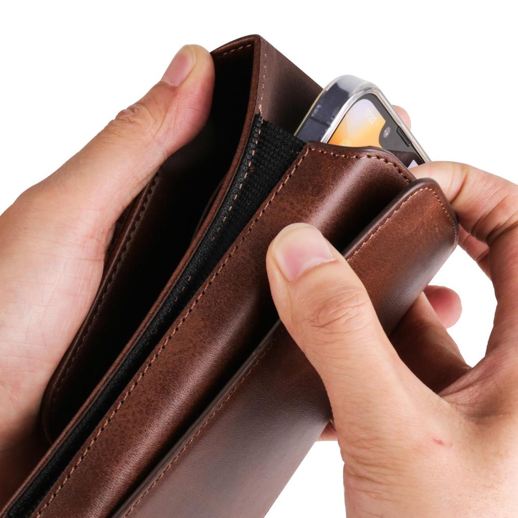 Роскошный кожаный чехол-книжка с отделением для карт и зажимом для ремня для мобильного телефона, мужская поясная сумка