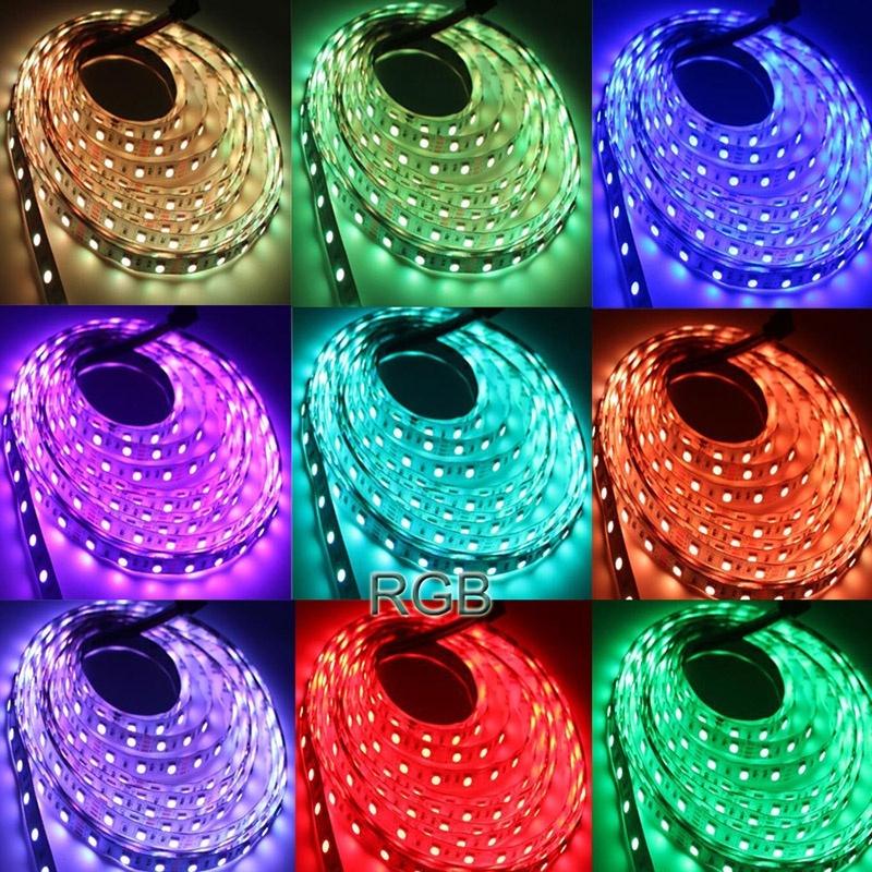 Гибкая светодиодная лента IP20/IP65 RGB, 60 светодиодов/м, SMD 3528 светодиодов, светодиодная лента постоянного тока, светодиодная лента с пультом дистанционного управления
