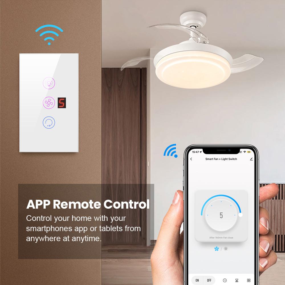 Tuya Ceiling Fan Light Switch App Remote Power Off Schedule Switch Smart Home Products Tempered Glass Panel Fan Switches 2 Buyer