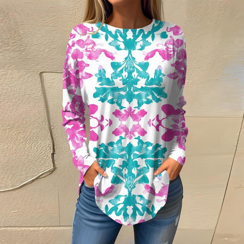 Женская мода с длинным рукавом и круглым вырезом, винтажный асимметричный пуловер