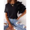 Summer Simple Ruffle Short Sleeve Peplum Round Neck Top