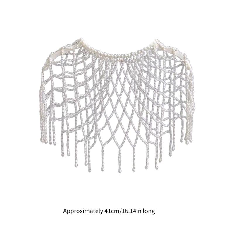 Шарф с искусственным жемчугом, цепочка на тело, ожерелье на плечи, украшения для тела, цепочки из бусин, модный аксессуар для ночного клуба или вечеринки.