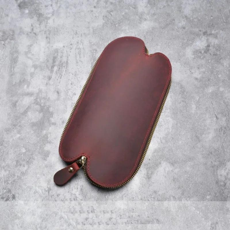 Retro Vintage Leather Pencil Case Leather Handmade Purse Pouch Bag Box Make Up Cosmetic Pen Case Student Stationery Storage Bag