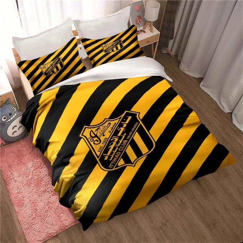 Al-Ittihad Club Jeddah Комплект постельного белья для мальчиков и девочек, двуспальный, пододеяльник, наволочка, детская, взрослая, мода, домашний текстиль, текстиль