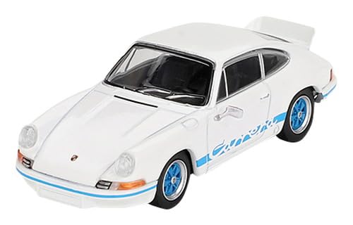 MINI GT 1/64 Porsche 911 Carrera RS 2.7 Grand Prix Бело-синяя ливрея (Левый руль) Готовый продукт