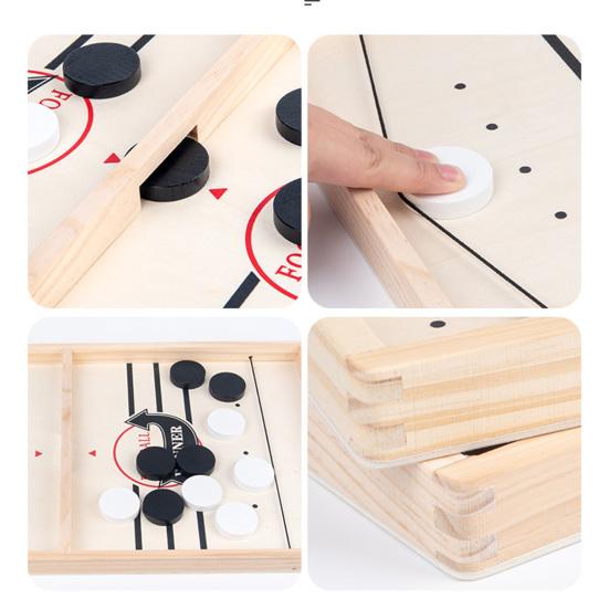 Игра Fast Sling Puck со складной деревянной шахматной доской, 20 шахматными фигурами, соревновательная, для двух игроков, забавная настольная игра, интерактивная игра для родителей и детей, хоккейная настольная игра