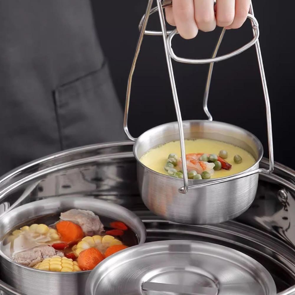 3Pcs Rustless Steel Metal Bowl Round Deep Bowl Food Container Steaming Dish  Kitchen Cooking