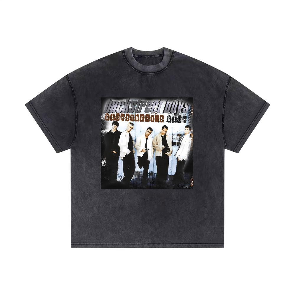 Washed Vintage Backstreet Boys Black Blue World Tour Tshirt Boy Band Bsb Group Pop Music Tshirt Men Hip Hop Oversized T Shirt