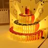 3D Поздравительная открытка-торт на День Рождения со светодиодной подсветкой, Выдвижная открытка, Включает конверт, Открытку и Карточку для пожеланий