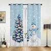 Christmas Tree Snowman Snowflake Pink Window Curtains Decor For Home Bedroom Kitchen Living Room Ornament Xmas Gifts Navidad